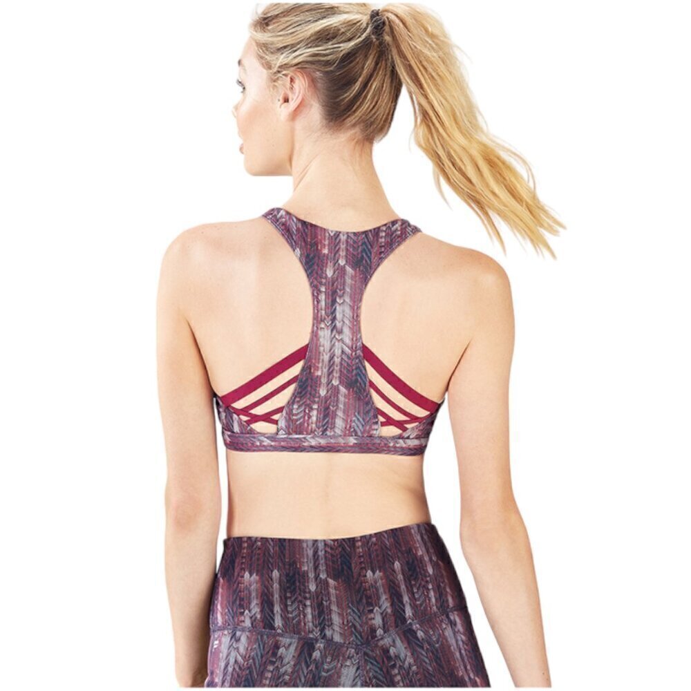 Fabletics Kessler Medium Impact Sports Bra Catania/Dark Rose Print, Small